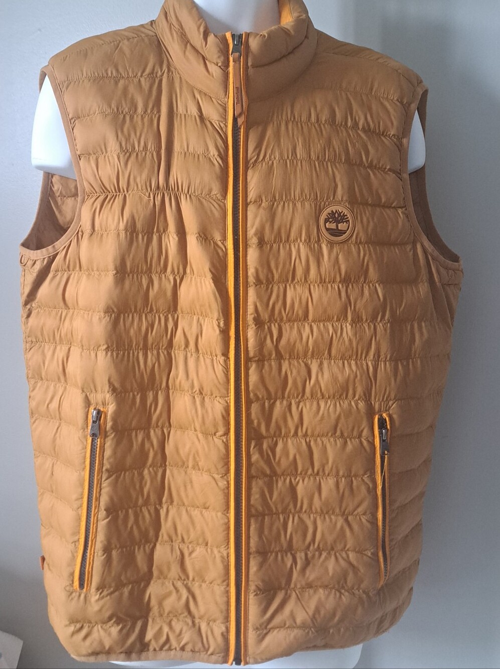 Timberland Men's Tan Quilted Compatible Layering Vest Lightweight Packable Sz LG